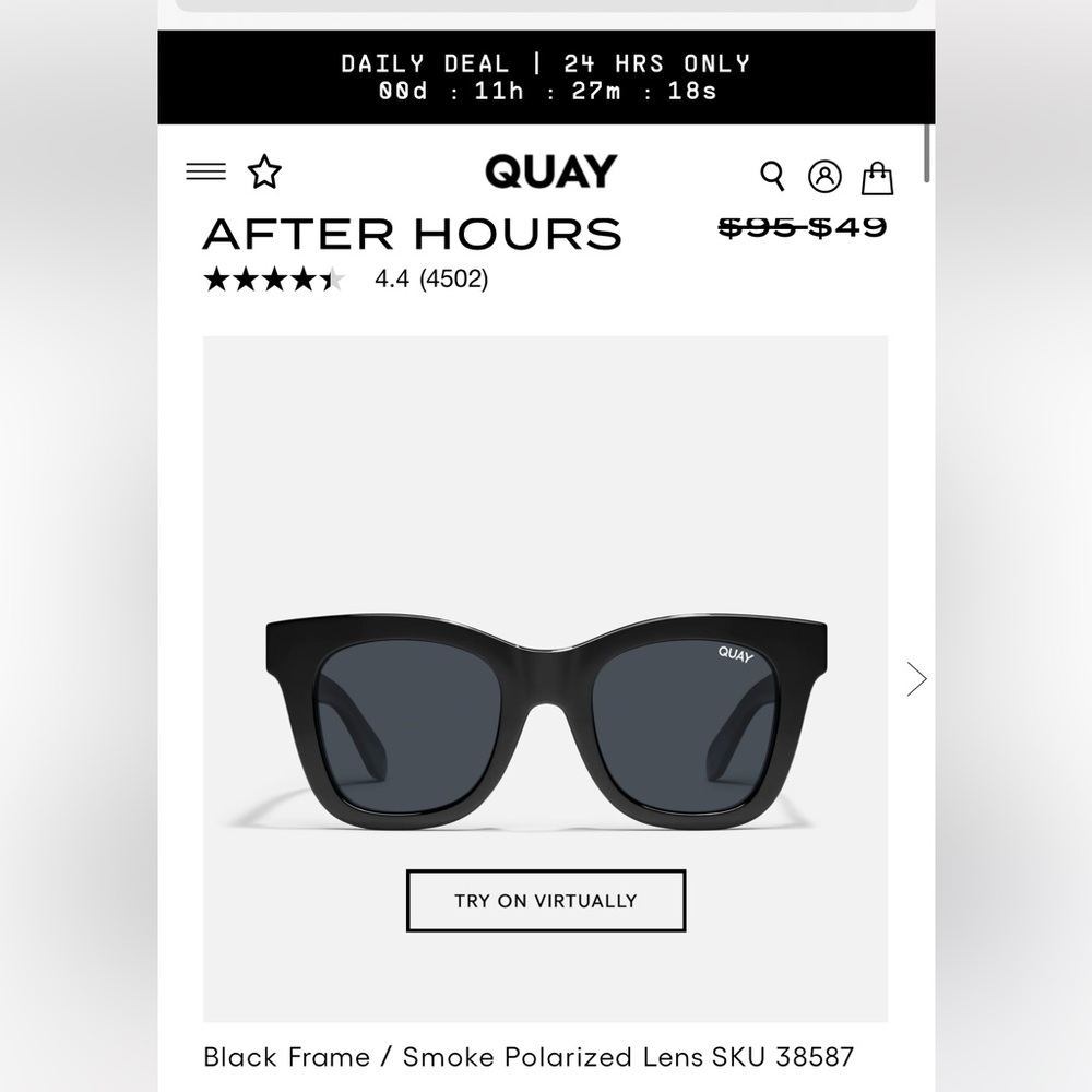 New Quay After Hours Shiny Black Polarized Sunglasses